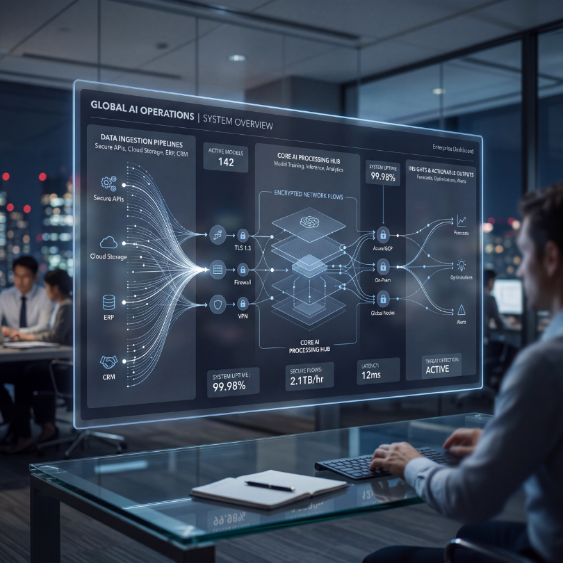 Enterprise AI illustration for internal machine learning governance and operations.