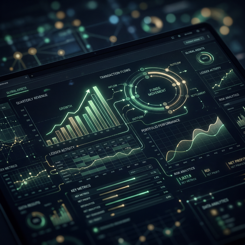 Financial services illustration for risk, fraud, and document review workflows.